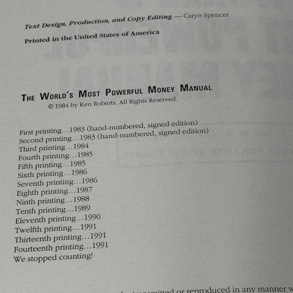 Vintage 1991 Ken Roberts World's Most Powerful Money Manual Privately Published